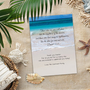 Modern Pastor Appreciation Beach Scene Scripture Thank You Card