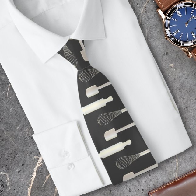 Modern Pastry Chef Bakery Baking Tool Design Tie (Creator Uploaded)