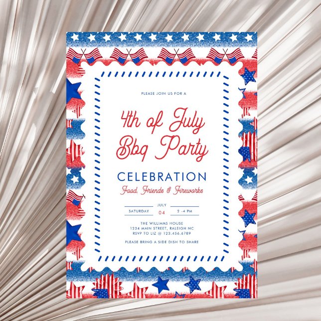 Modern Patriotic American Flag 4th of July Party I Invitation (Creator Uploaded)