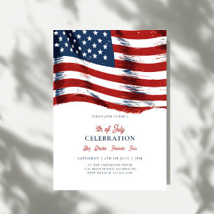 Modern Patriotic American Flag 4th of July Party Invitation