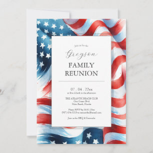 Modern Patriotic Family Reunion Picnic Invitations