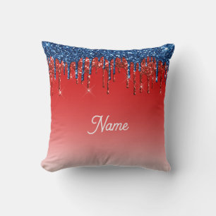 Modern Patriotic Glitter Drip Cushion