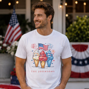Modern Patriotic Ice Cream Family Personalised T-Shirt