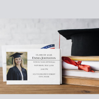 Modern Patriotic Photo Graduation Invitation