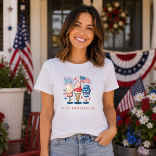 Modern Patriotic Popsicle Family Personalised T-Shirt