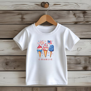 Modern Patriotic Popsicle Personalised Kids Toddler T-Shirt