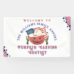 Modern Patriotic Pumpkin Showdown Halloween Banner