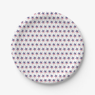 Modern Patriotic Stars and Stripes Red White Blue Paper Plate