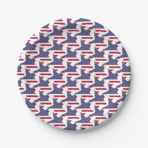 Modern Patriotic Stars and Stripes Red White Blue Paper Plate