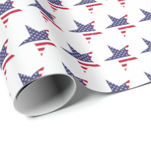 Modern Patriotic Stars and Stripes Red White Blue  Wrapping Paper
