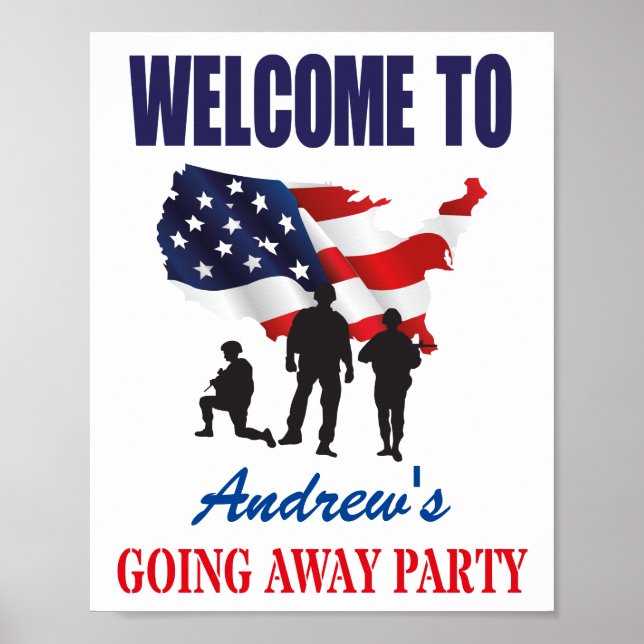 Modern Patriotic US Flag Going Away Party Poster (Front)
