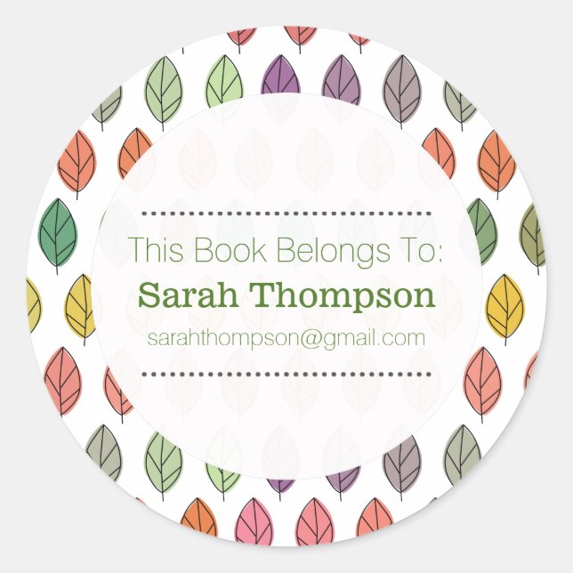 Modern Pattern Bookplate School Name Stickers (Front)