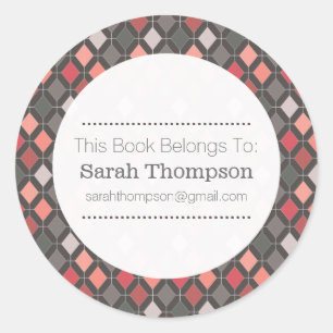 Modern Pattern Bookplate School Name Stickers