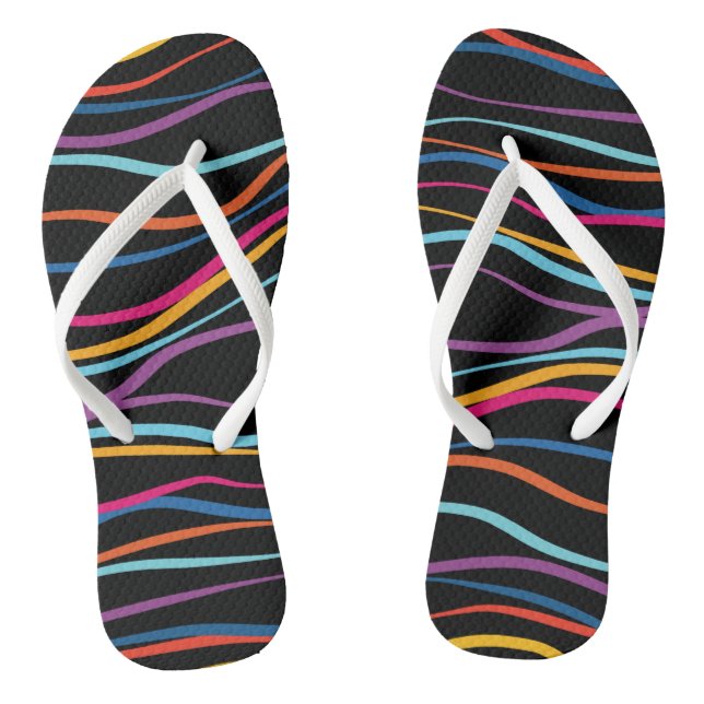 Modern Pattern Coloured Waves   Flip Flops (Footbed)