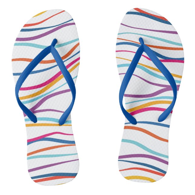 Modern Pattern Coloured Waves   Thongs (Footbed)