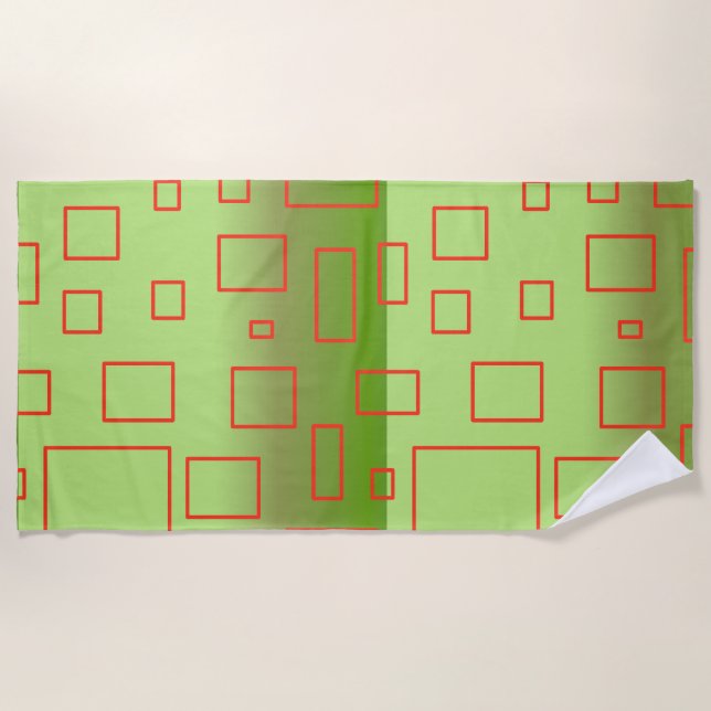 Modern Pattern Green Geometric Design Beach Towel (Front)
