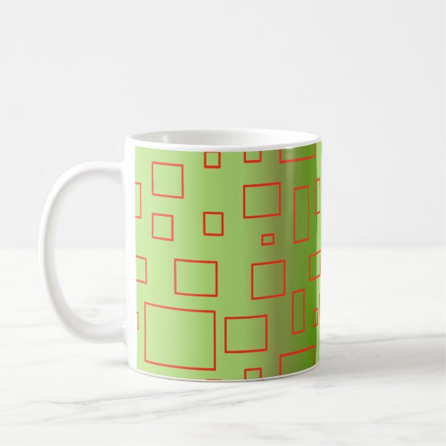 Modern Pattern Green Geometric Design Mug (Left)