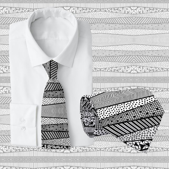 Modern pattern in black and white, chic  tie (Creator Uploaded)