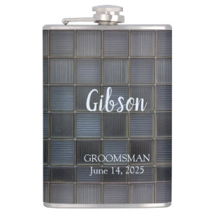 Modern Pattern Monogrammed Hip Flask