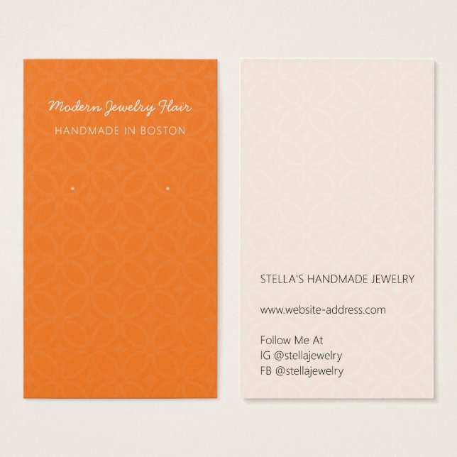 Modern Pattern Orange Earring Display Card (Front & Back)