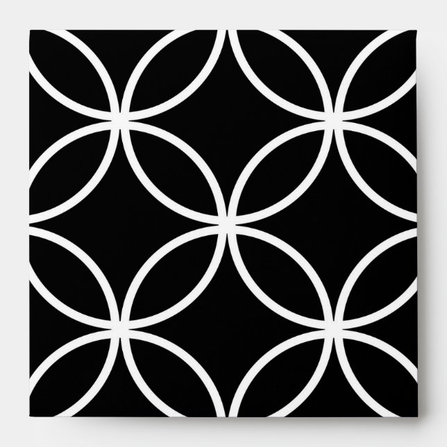 Modern Pattern Overlapping Circles Black White Envelopes (Front)