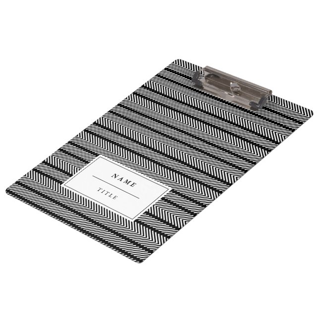Modern Pattern Personalised Clipboard - Black (Angled)