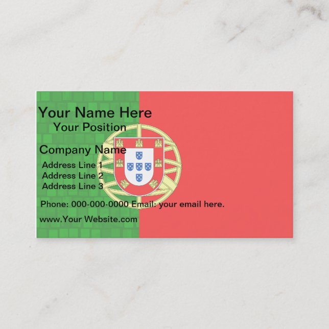 Modern Pattern Portuguese Flag Business Card (Front)