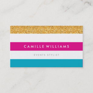 MODERN PATTERN stripe bright colourful gold glitte Business Card