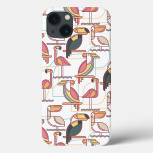 Modern Pattern With Tropical Birds iPhone 13 Case