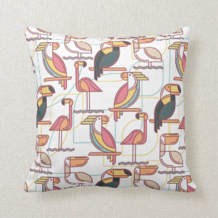 Modern Pattern With Tropical Birds Cushion