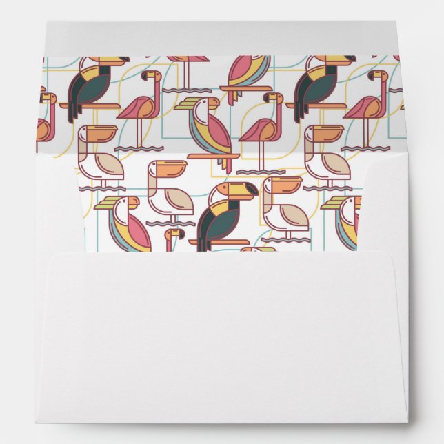 Modern Pattern With Tropical Birds Envelope (Back (Bottom))
