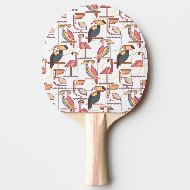 Modern Pattern With Tropical Birds Ping Pong Paddle (Front)