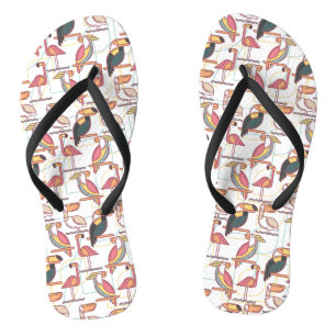 Modern Pattern With Tropical Birds Thongs