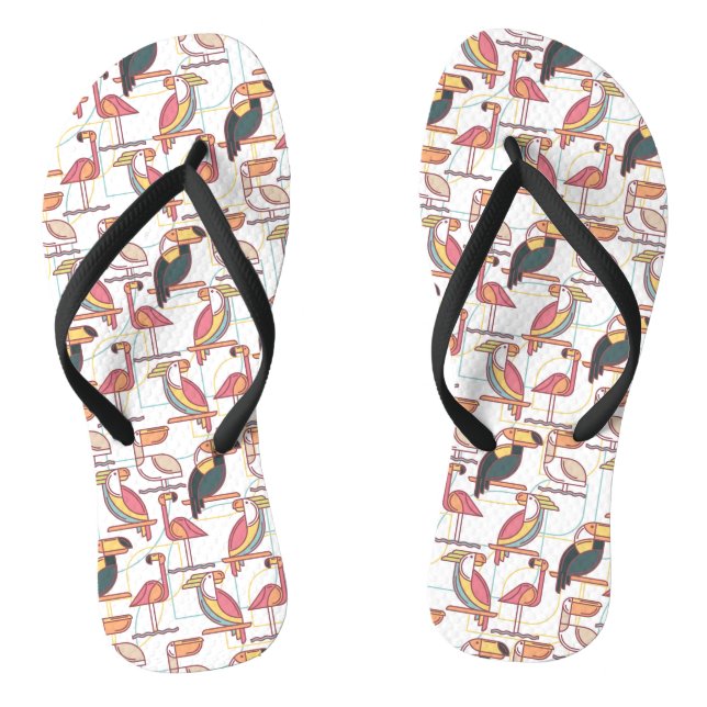 Modern Pattern With Tropical Birds Thongs (Footbed)