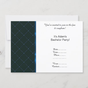MODERN PATTERNED BLACK BLUE BACHELOR PARTY INVITATION