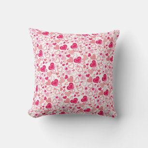 Modern Patterned Pink Love Hearts Cushion