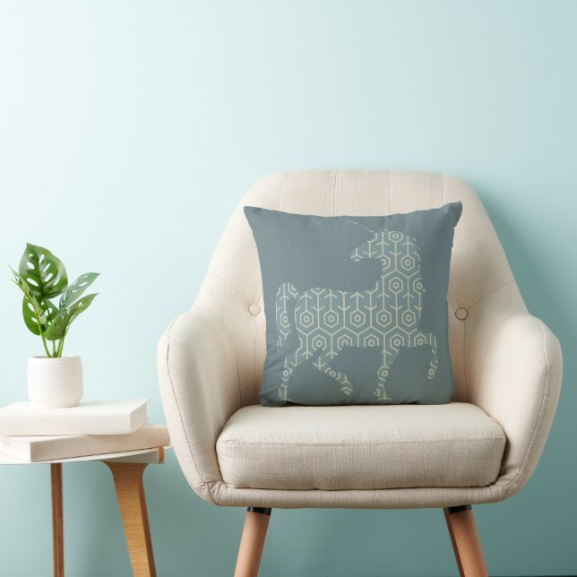 Modern Patterned Unicorn Shape Cushion (Chair)