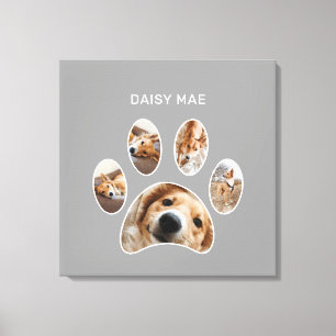 Modern Paw Print Custom Pet Name Photo Collage
