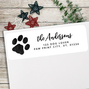 Modern Paw Print Personalised Return Address Label