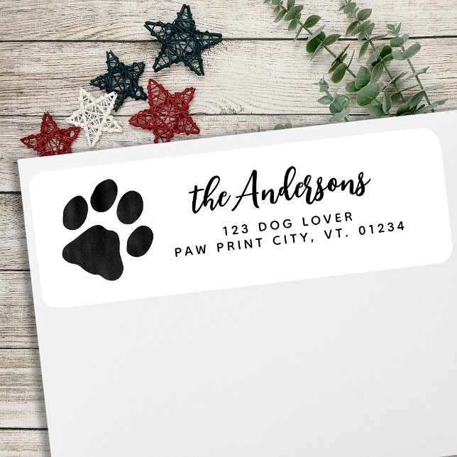 Modern Paw Print Personalised Return Address Label (Creator Uploaded)