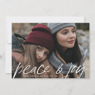 modern peace and joy holiday card