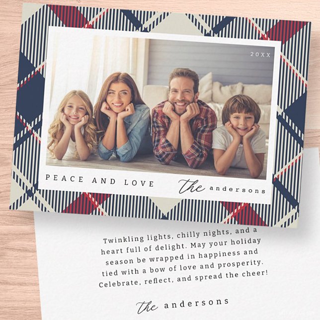 Modern Peace and Love Christmas Family Photo Card (Creator Uploaded)