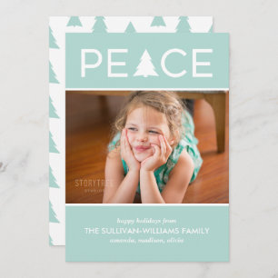 Modern Peace Custom Photo Holiday Tree Mint Green