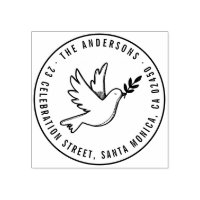 Modern Peace Dove Custom Name Round Return Address