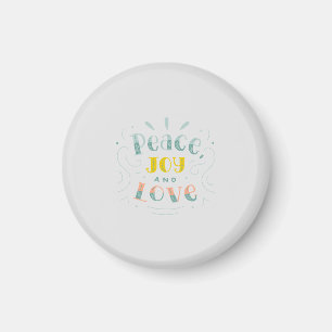 Modern Peace Joy and Love Typography Magnet