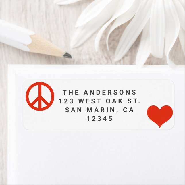 Modern Peace Love Christmas Holiday Return Address Label (Insitu)