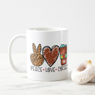 Modern Peace, Love, Coffee  Coffee Mug