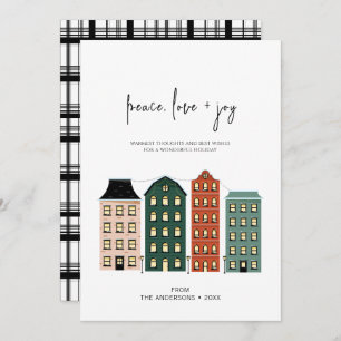 Modern Peace Love & Joy Christmas Town Holiday Card