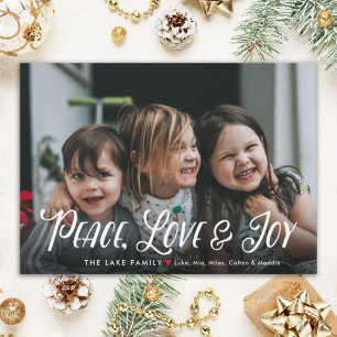Modern Peace, Love & Joy Editable Christmas Photo  Holiday Card