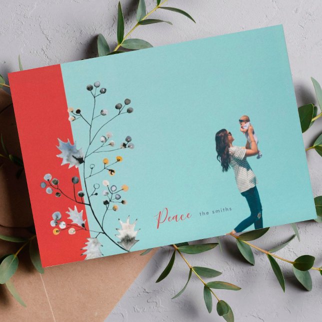 Modern Peace Love OR Joy Christmas Photo Holiday C Card (Creator Uploaded)